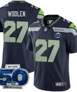 Seattle Seahawks Nike 50th Season Vapor Limited Stitched Jersey - Navy - Image 14