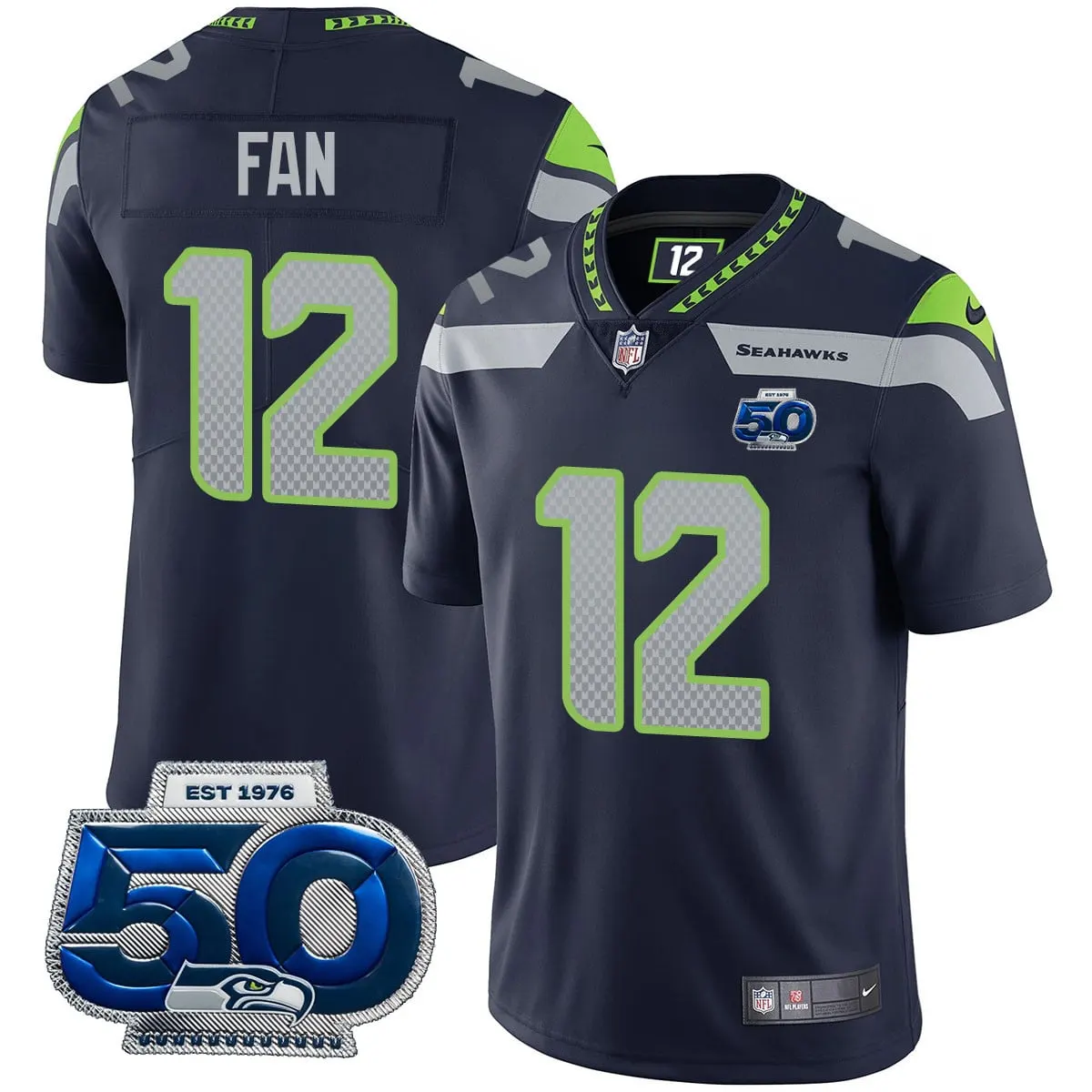 Seattle Seahawks Nike 50th Season Vapor Limited Stitched Jersey - Navy - Image 13