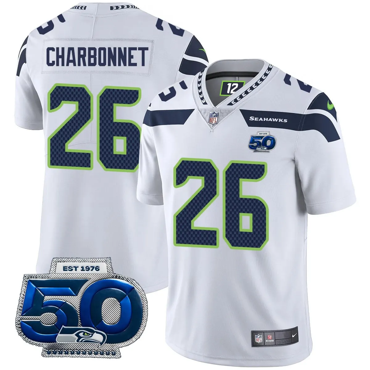 Seattle Seahawks Nike 50th Season Vapor Limited Stitched Jersey - Navy - Image 11