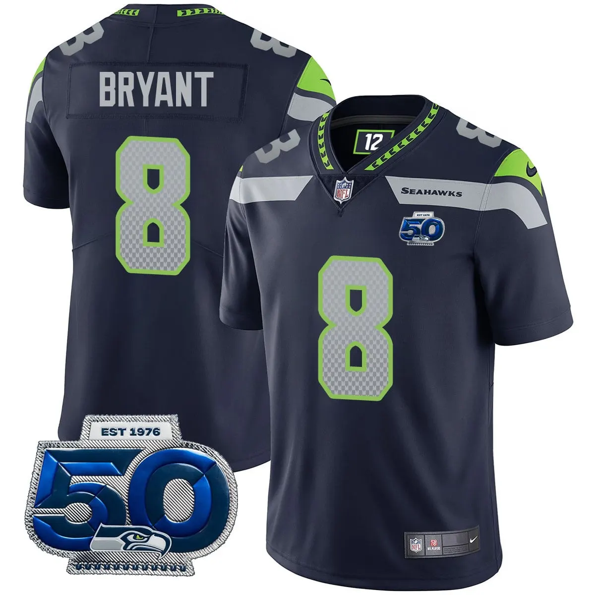 Seattle Seahawks Nike 50th Season Vapor Limited Stitched Jersey - Navy - Image 2