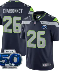 Seattle Seahawks Nike 50th Season Vapor Limited Stitched Jersey - Navy - Image 8