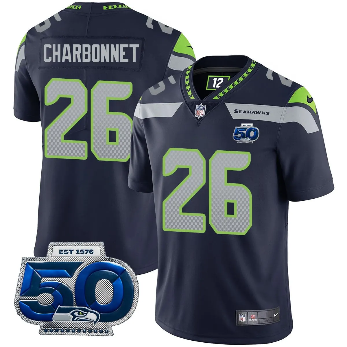 Seattle Seahawks Nike 50th Season Vapor Limited Stitched Jersey - Navy - Image 8