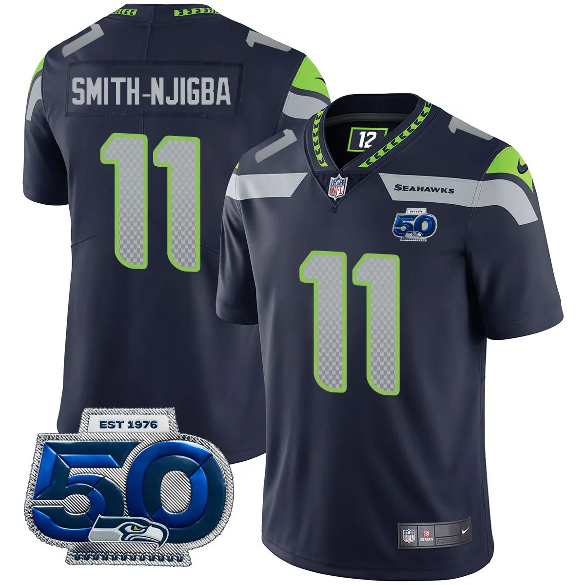 Seattle Seahawks Nike 50th Season Vapor Limited Stitched Jersey - Navy