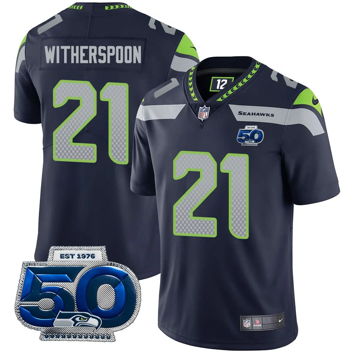 Seattle Seahawks Nike 50th Season Vapor Limited Stitched Jersey - Navy - Image 10