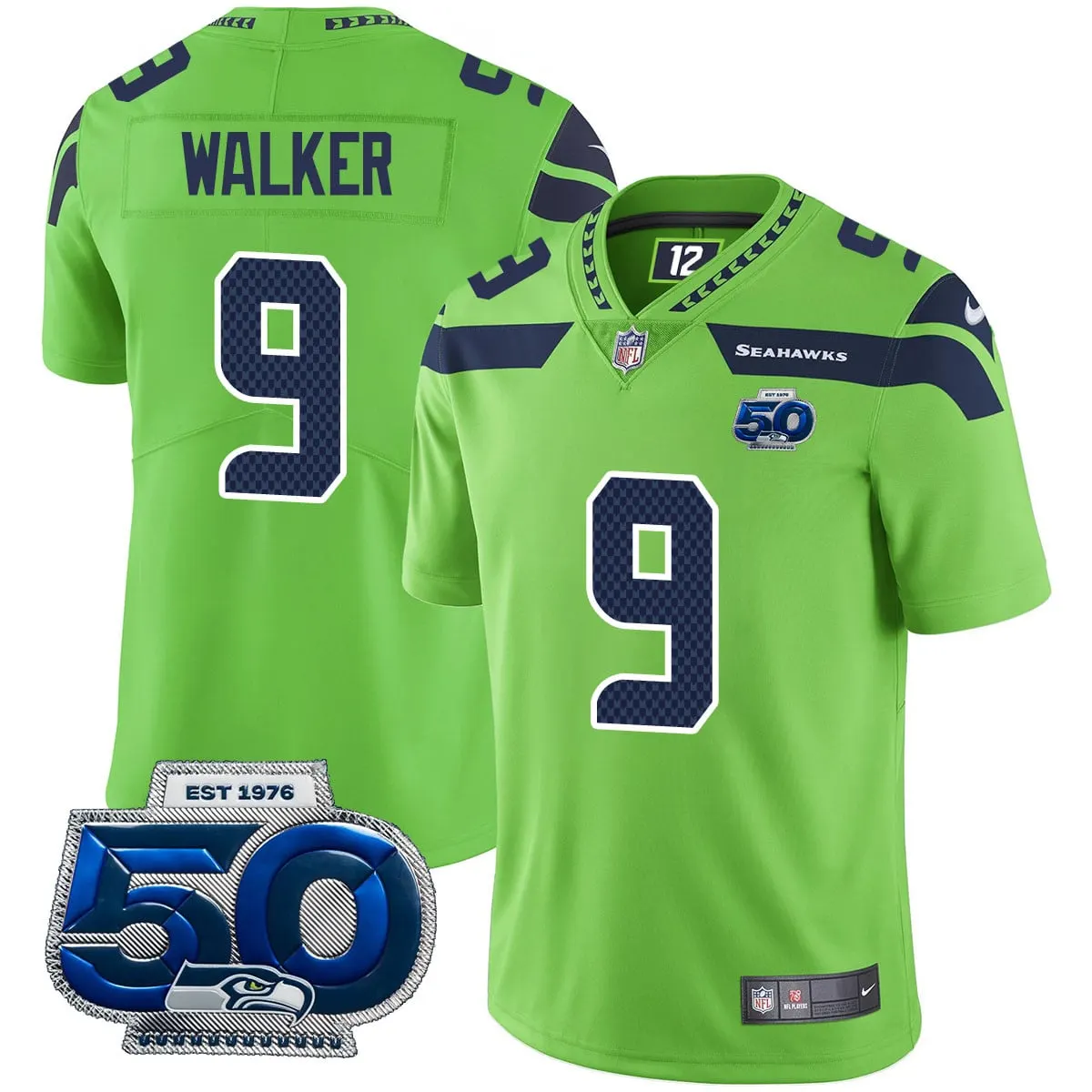 Seattle Seahawks Nike 50th Season Vapor Limited Stitched Jersey - Navy - Image 24