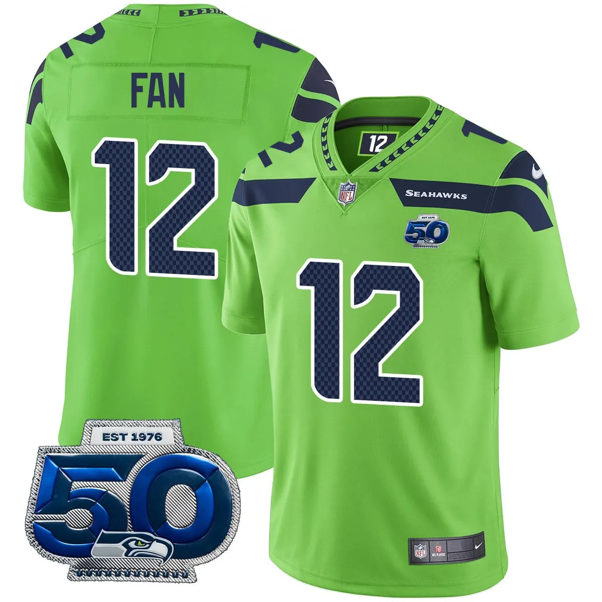 Seattle Seahawks Nike 50th Season Vapor Limited Stitched Jersey - Navy - Image 26