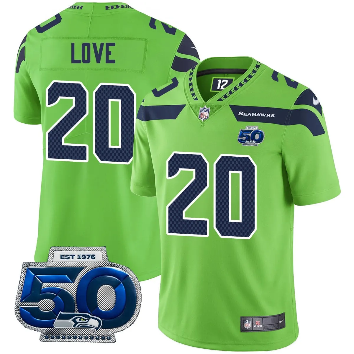 Seattle Seahawks Nike 50th Season Vapor Limited Stitched Jersey - Navy - Image 21
