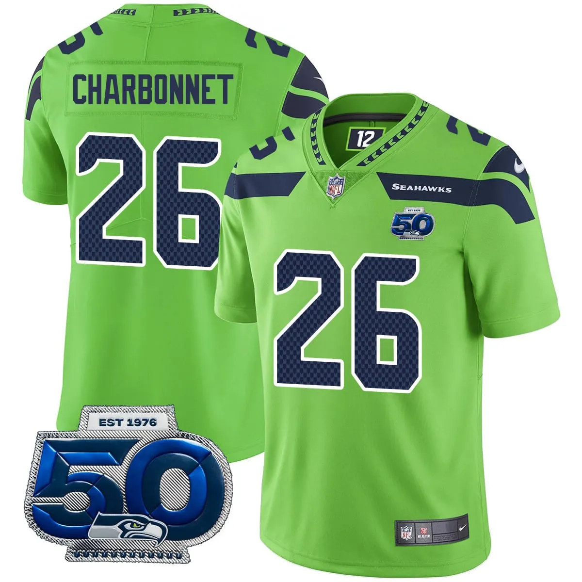 Seattle Seahawks Nike 50th Season Vapor Limited Stitched Jersey - Navy - Image 19
