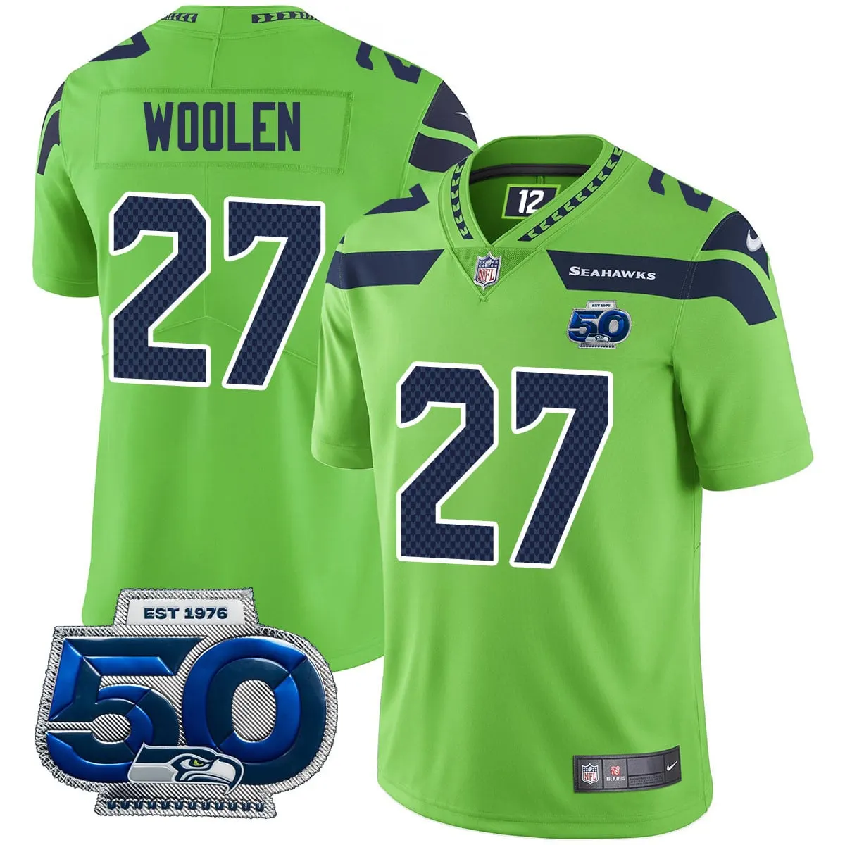 Seattle Seahawks Nike 50th Season Vapor Limited Stitched Jersey - Navy - Image 25