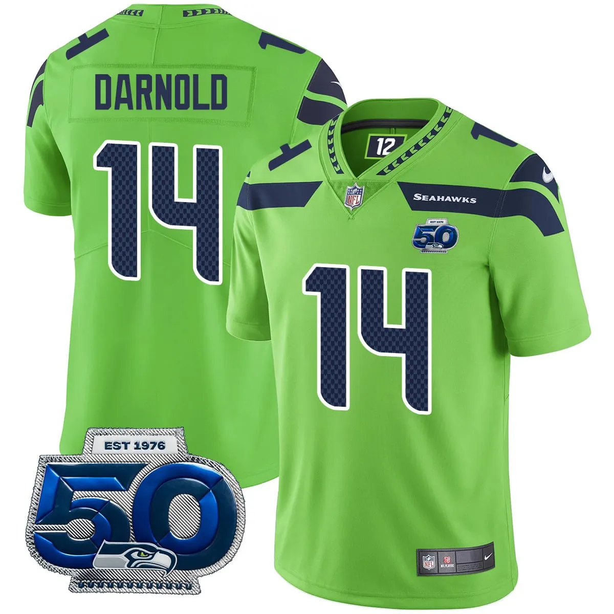 Seattle Seahawks Nike 50th Season Vapor Limited Stitched Jersey - Navy - Image 20
