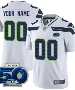 Seattle Seahawks Nike 50th Season Vapor Custom Limited Stitched Jersey - Navy - Image 3