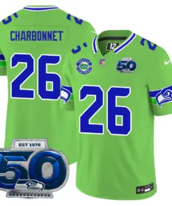 Seattle Seahawks Nike 50th Season Vapor Limited Stitched Jersey - Anthracite - Image 11