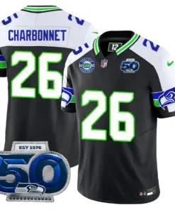 Seattle Seahawks Nike 50th Season Vapor Limited Stitched Jersey - Anthracite - Image 3