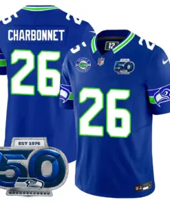 Seattle Seahawks Nike 50th Season Vapor Limited Stitched Jersey - Anthracite - Image 19