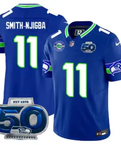 Seattle Seahawks Nike 50th Season Vapor Limited Stitched Jersey - Anthracite - Image 26