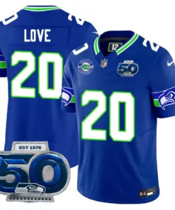 Seattle Seahawks Nike 50th Season Vapor Limited Stitched Jersey - Anthracite - Image 25