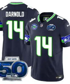 Seattle Seahawks Nike 50th Season Vapor Limited Stitched Jersey - Anthracite - Image 38
