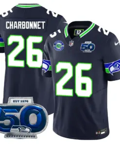Seattle Seahawks Nike 50th Season Vapor Limited Stitched Jersey - Anthracite - Image 37