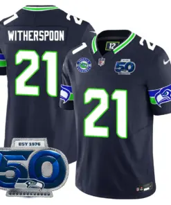Seattle Seahawks Nike 50th Season Vapor Limited Stitched Jersey - Anthracite - Image 44