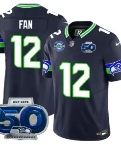 Seattle Seahawks Nike 50th Season Vapor Limited Stitched Jersey - Anthracite - Image 41