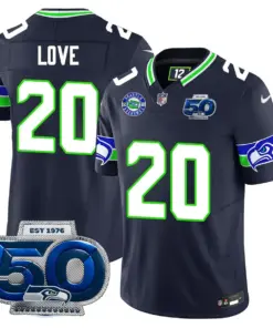 Seattle Seahawks Nike 50th Season Vapor Limited Stitched Jersey - Anthracite - Image 42