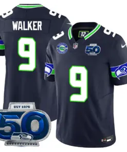 Seattle Seahawks Nike 50th Season Vapor Limited Stitched Jersey - Anthracite - Image 43