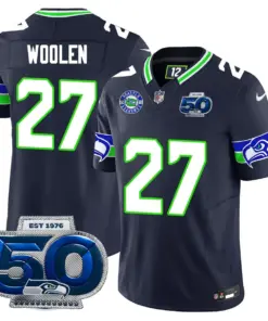 Seattle Seahawks Nike 50th Season Vapor Limited Stitched Jersey - Anthracite - Image 45