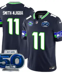 Seattle Seahawks Nike 50th Season Vapor Limited Stitched Jersey - Anthracite - Image 39