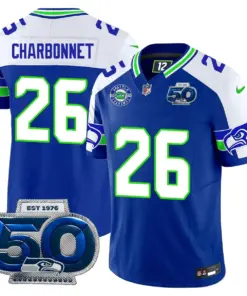 Seattle Seahawks Nike 50th Season Vapor Limited Stitched Jersey - Anthracite - Image 46