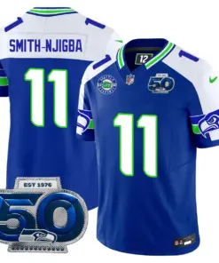Seattle Seahawks Nike 50th Season Vapor Limited Stitched Jersey - Anthracite - Image 50