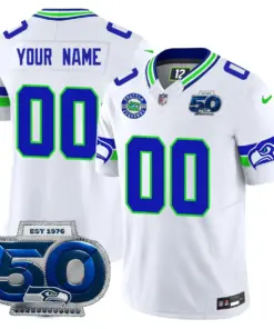 Alternative view of Seattle Seahawks Nike 50th Season Vapor Custom Limited Stitched Jersey - Royal Blue