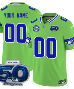 Seattle Seahawks Nike 50th Season Vapor Custom Limited Stitched Jersey - Royal Blue - Image 5
