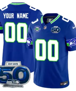Seattle Seahawks Nike 50th Season Vapor Custom Limited Stitched Jersey - Royal Blue