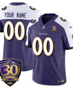 Baltimore Ravens Nike 30th Season Custom Limited Stitched Jersey - Purple