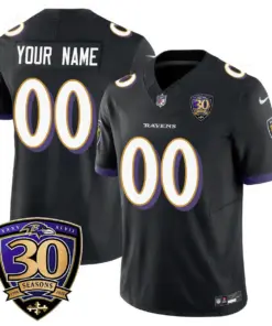 Baltimore Ravens Nike 30th Season Custom Limited Stitched Jersey - Purple - Image 3