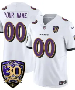 Baltimore Ravens Nike 30th Season Custom Limited Stitched Jersey - Purple - Image 5