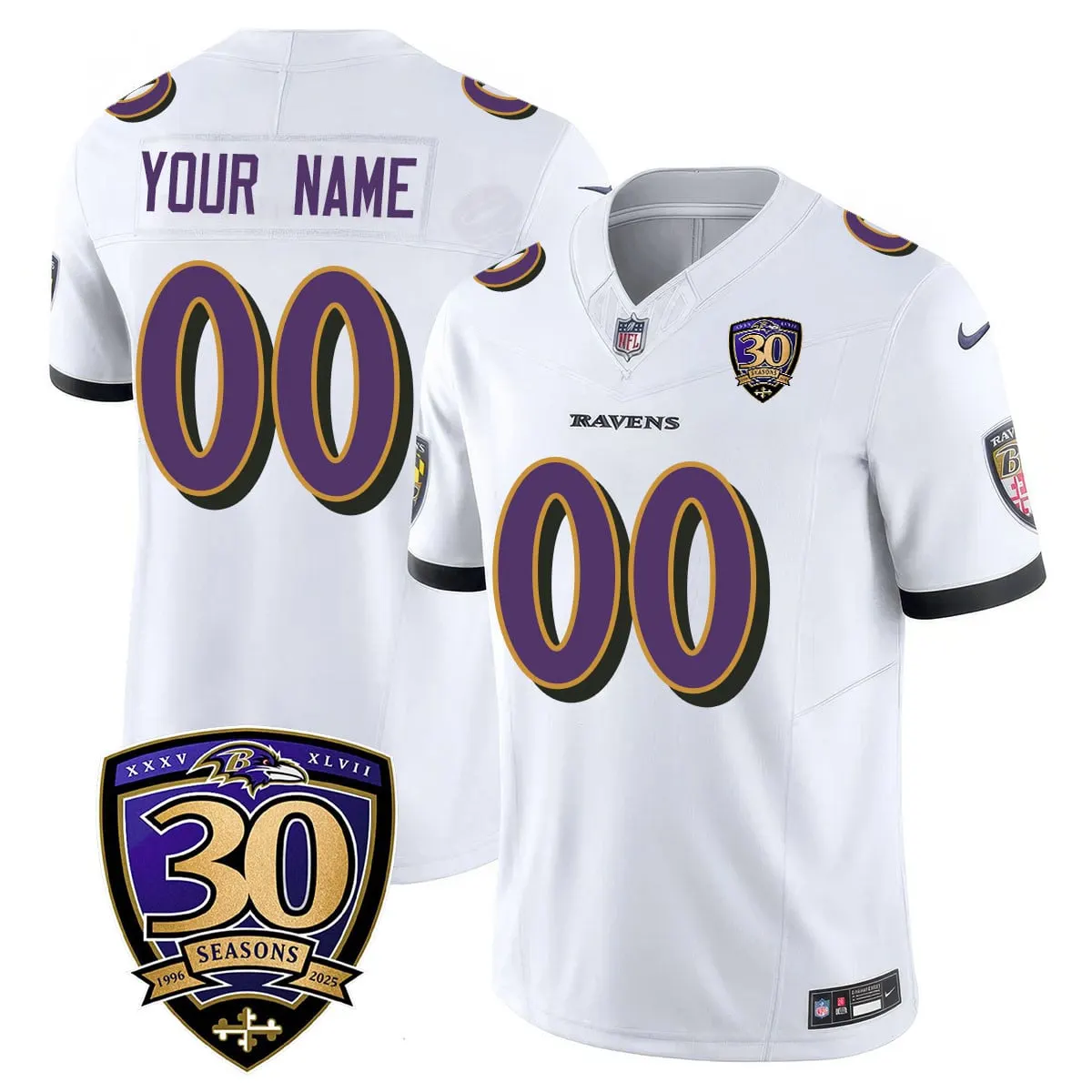 Baltimore Ravens Nike 30th Season Custom Limited Stitched Jersey - Purple - Image 5