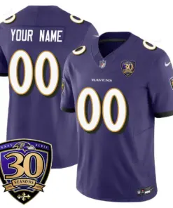 Baltimore Ravens Nike 30th Season Custom Limited Stitched Jersey - Purple - Image 4