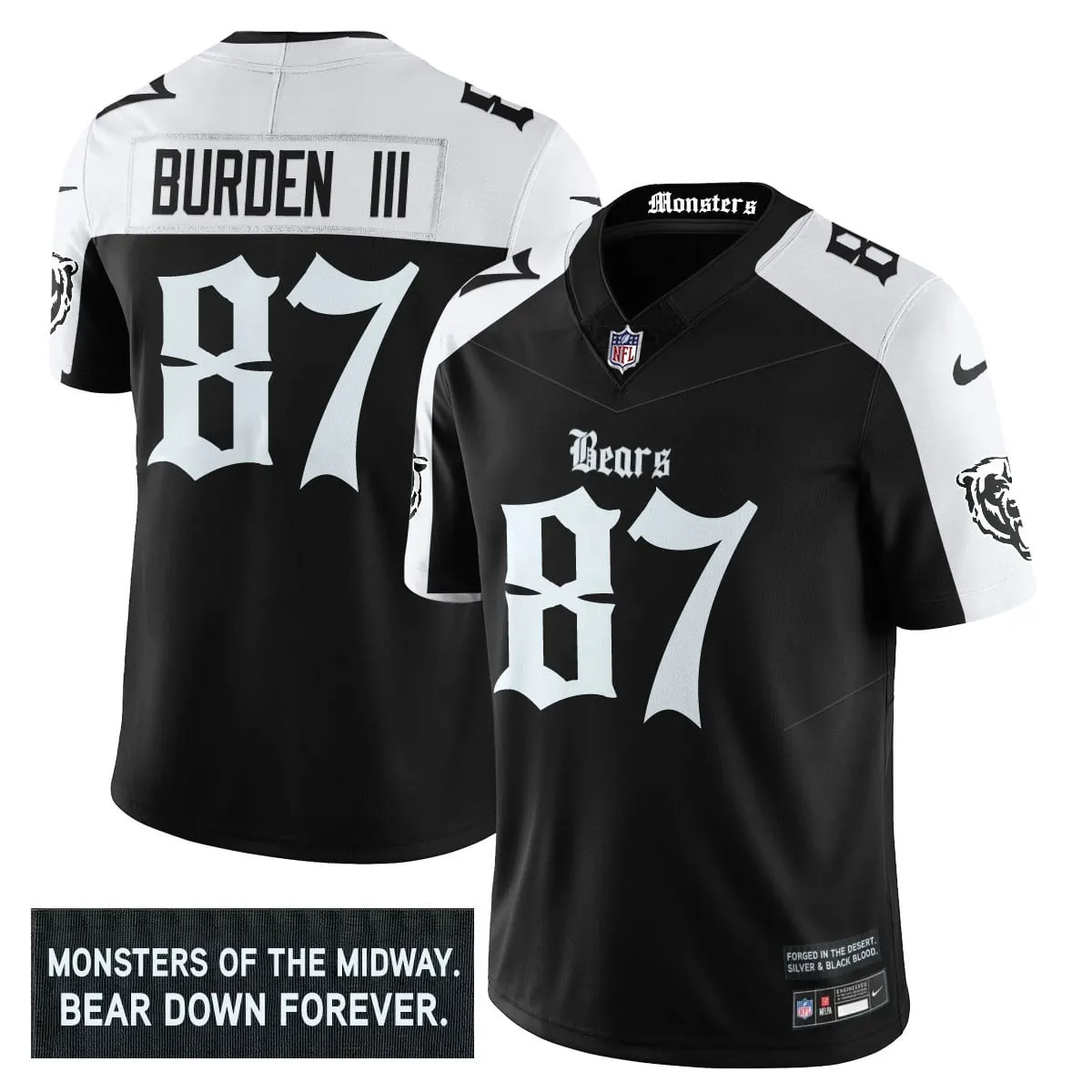 Monsters Edition' Chicago Bears Nike Vapor Limited Stitched Jersey - Black