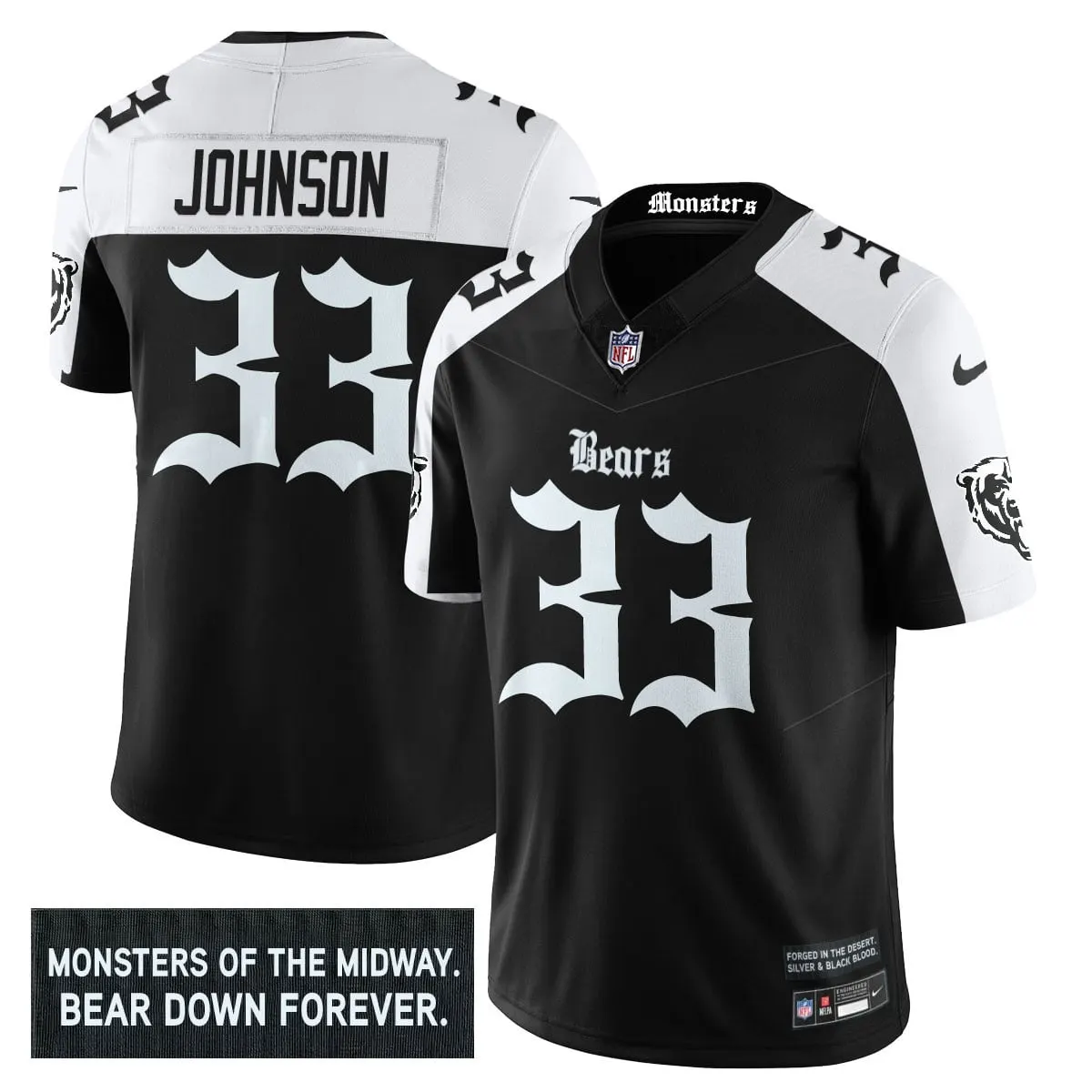 Monsters Edition' Chicago Bears Nike Vapor Limited Stitched Jersey - Black - Image 2