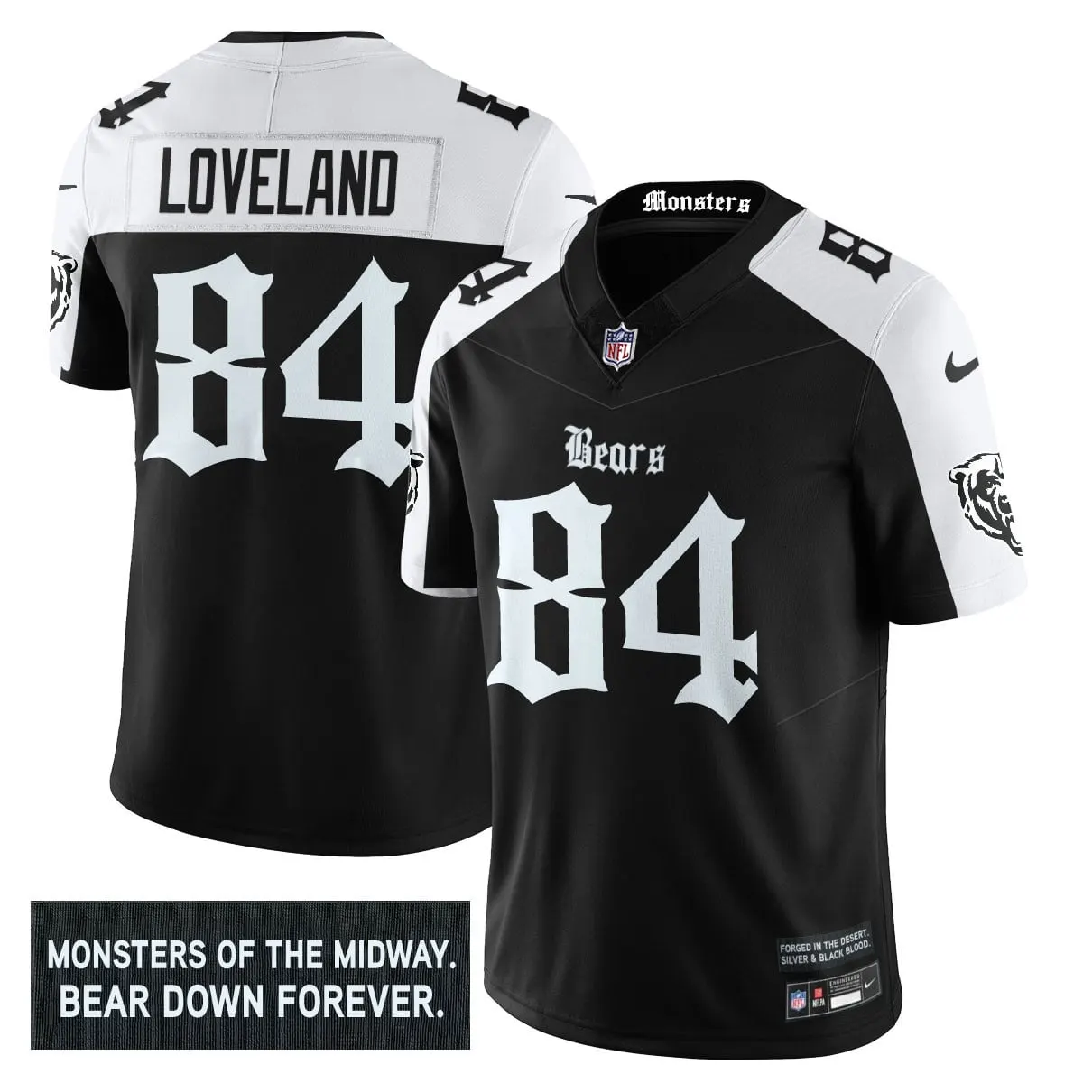 Monsters Edition' Chicago Bears Nike Vapor Limited Stitched Jersey - Black - Image 3