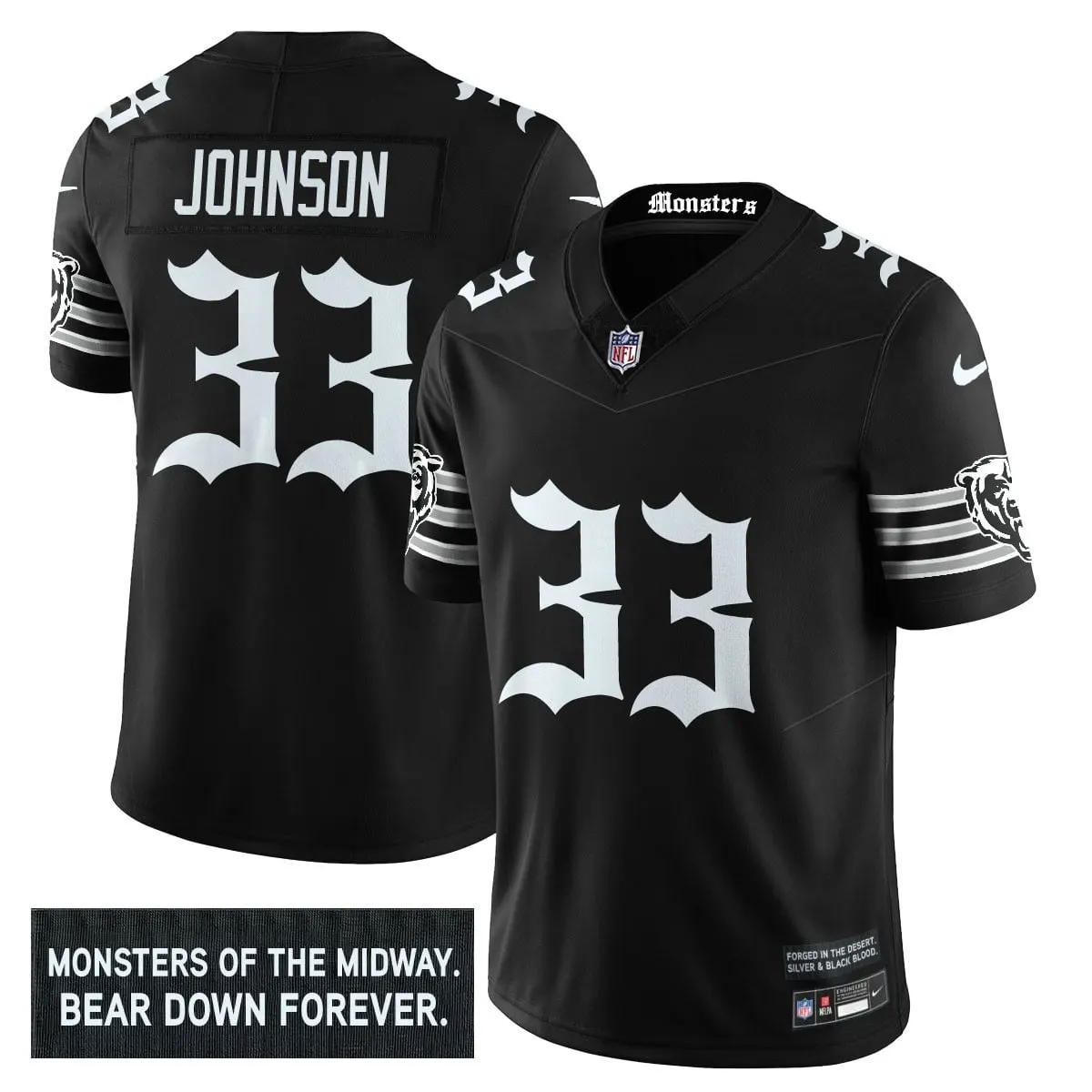 Monsters Edition' Chicago Bears Nike Vapor Limited Stitched Jersey - Black - Image 9