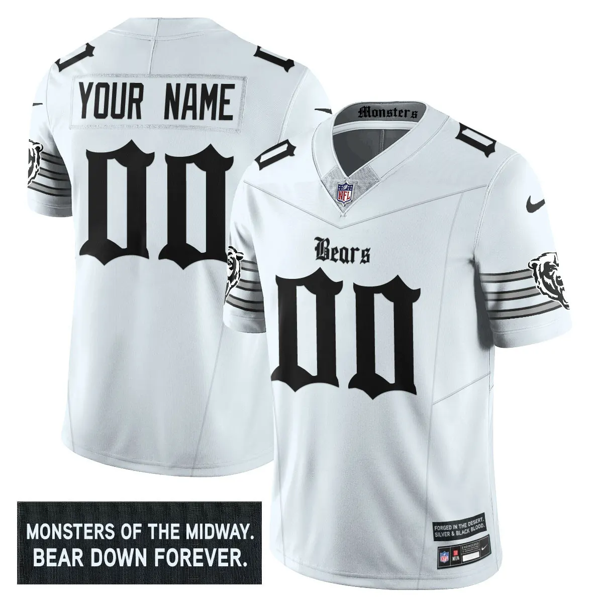 Monsters Edition' Chicago Bears Nike Vapor Custom Limited Stitched Jersey - Black - Image 3