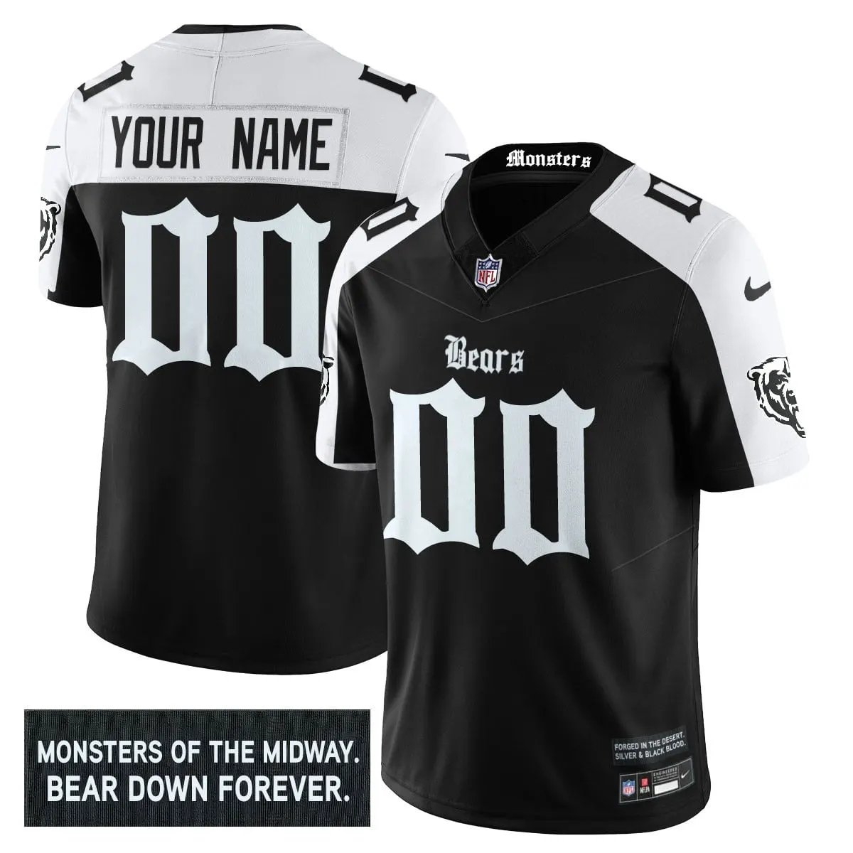 Monsters Edition' Chicago Bears Nike Vapor Custom Limited Stitched Jersey - Black