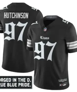 Jahmyr Gibbs Detroit Lions Nike City Edition Vapor Limited Stitched Jersey - Black - Image 10