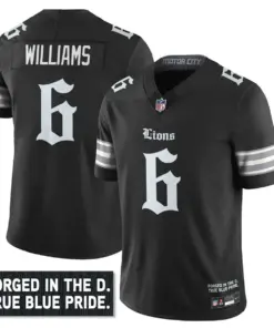 Jahmyr Gibbs Detroit Lions Nike City Edition Vapor Limited Stitched Jersey - Black - Image 6