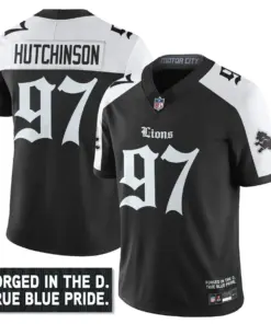 Jahmyr Gibbs Detroit Lions Nike City Edition Vapor Limited Stitched Jersey - Black - Image 8