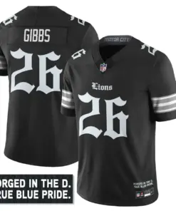Jahmyr Gibbs Detroit Lions Nike City Edition Vapor Limited Stitched Jersey - Black - Image 19