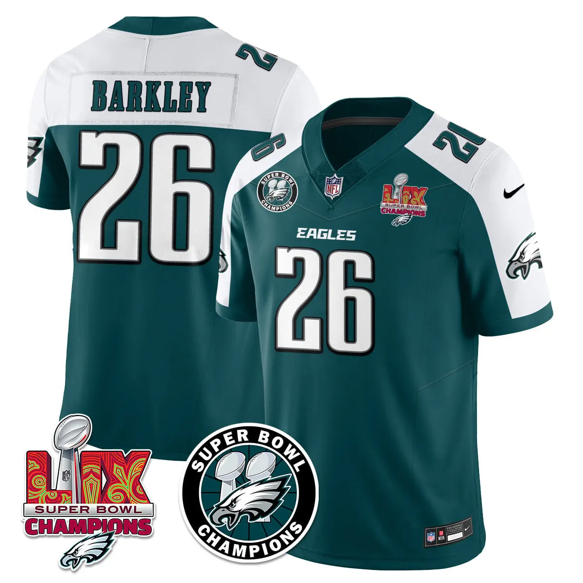 Philadelphia Eagles Nike Super Bowl LIX Champions Stitched Jersey - Kelly Green