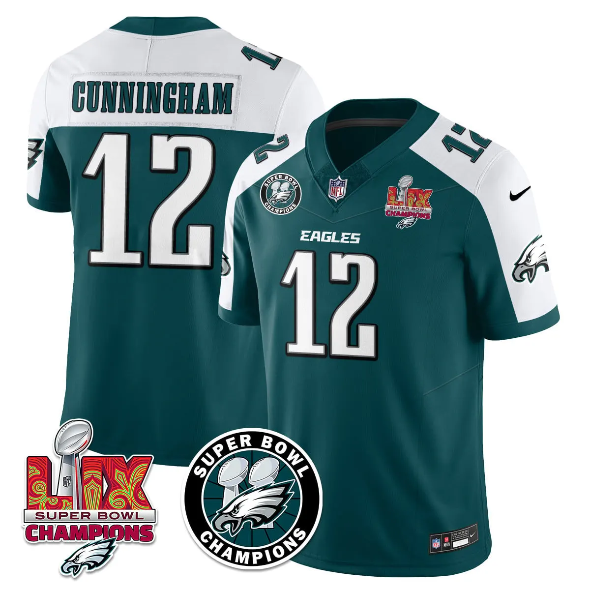 Philadelphia Eagles Nike Super Bowl LIX Champions Stitched Jersey - Kelly Green - Image 4